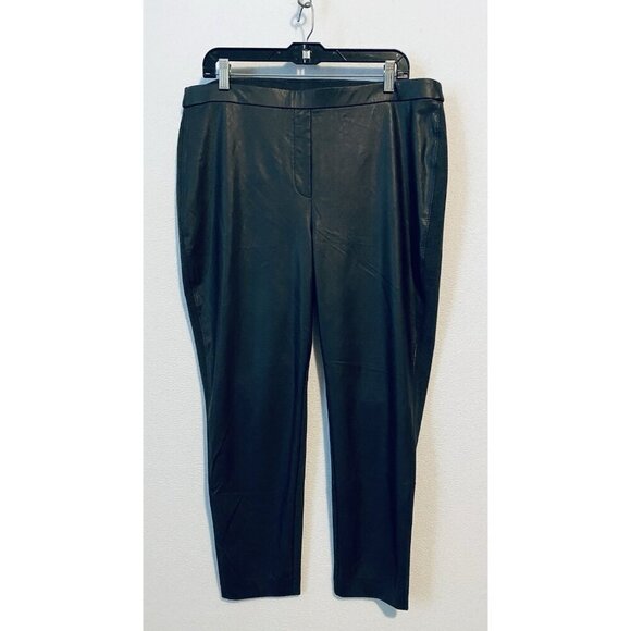 Chicos Pants Womens XL Charcoal Gray Faux Leather Front Ponte Leggings Classic - Picture 1 of 7